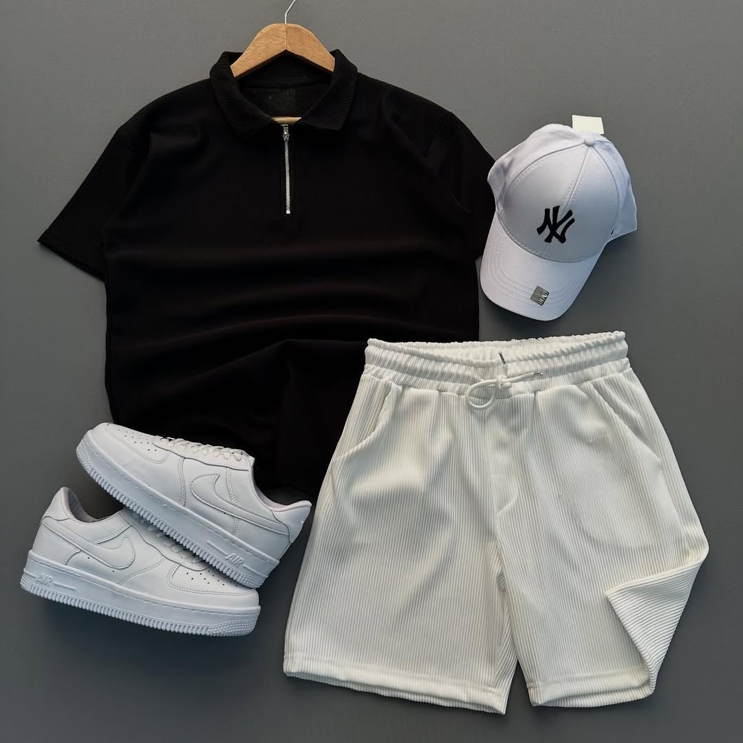 🎯Ensemble Short + T-shirt Half Zipper
