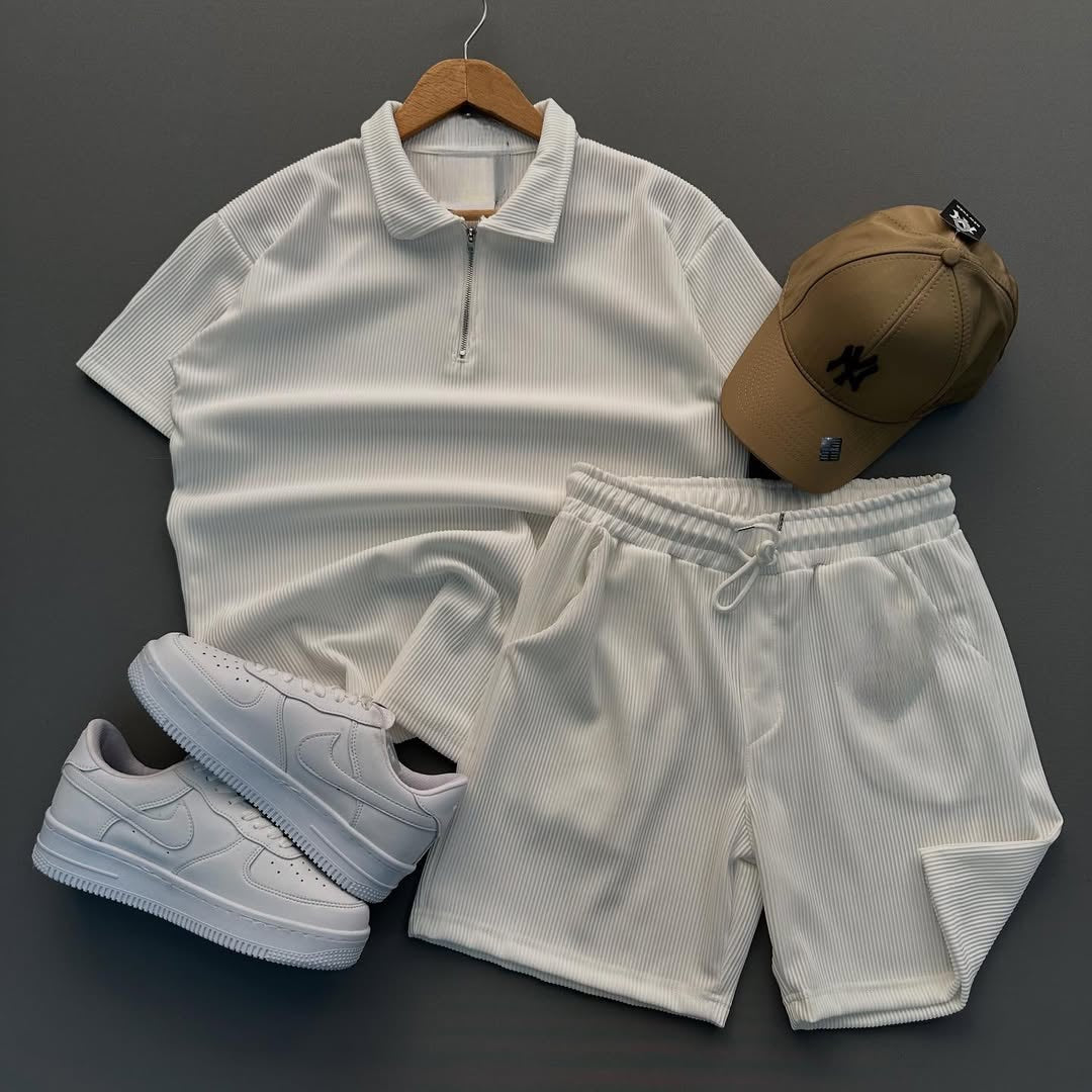 🎯Ensemble Short + T-shirt Half Zipper